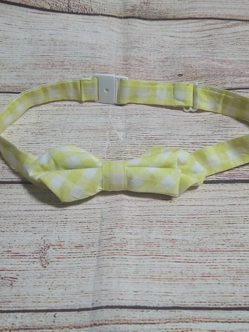 Kids Classic Cotton Pre-Tied Bow Tie - Yellow Gingham - One Size - NEW